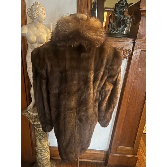 GORGEOUS REAL SILVER FOX & MINK FUR COAT JACKET SIZE M - Picture 2 of 6